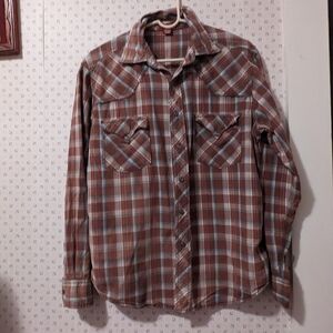The Original Arizona Jean Company plaid vintage mens shirt M western cowboy